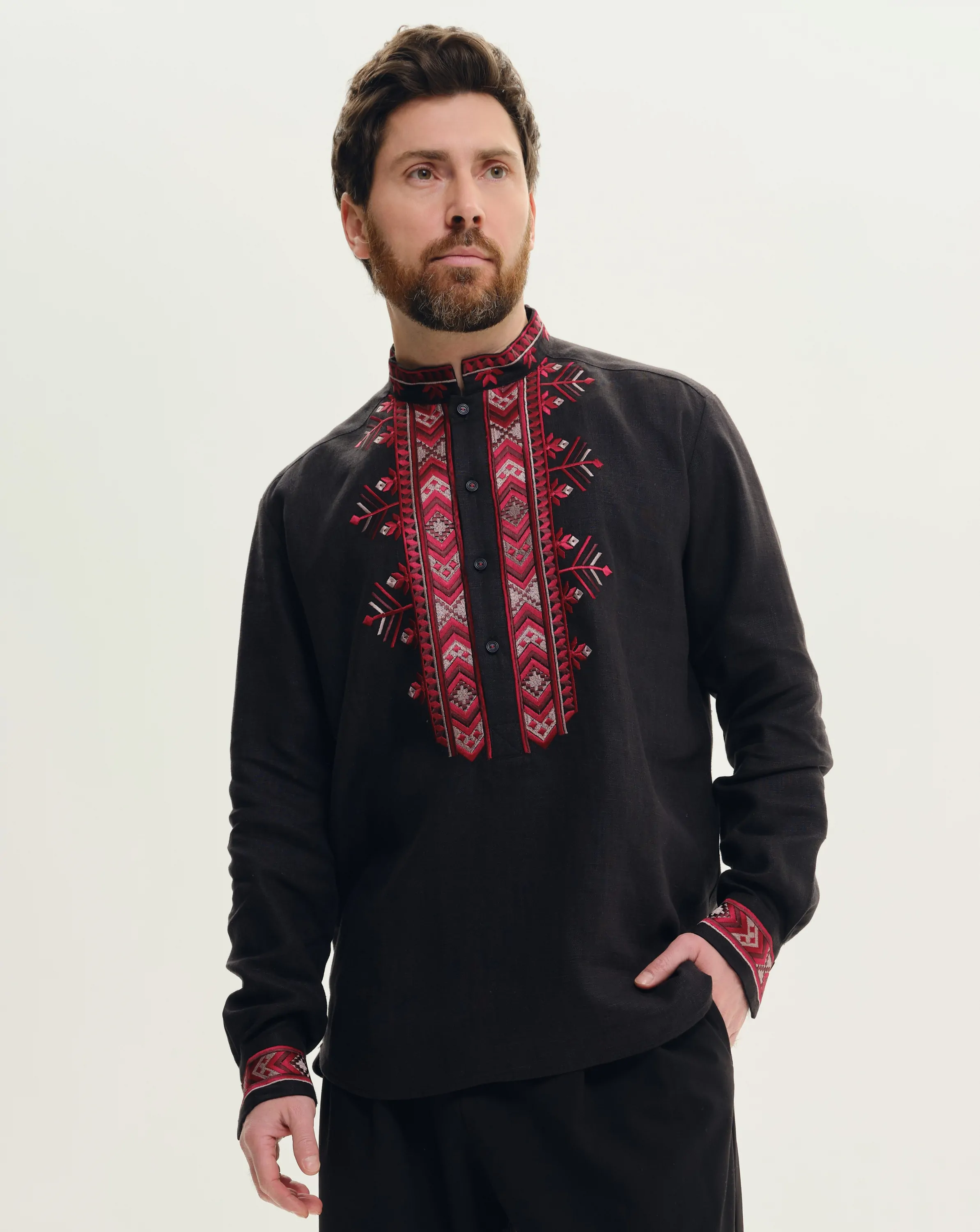 Вишиванка чоловіча Волинь чорна Вишитий одяг для усієї родини 37497