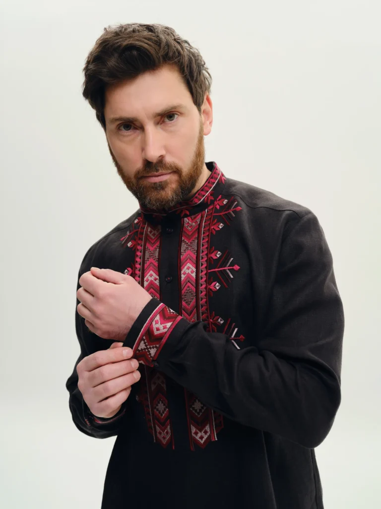 Men’s Volyn Black Embroidered shirt Ukrainian brand of embroidered clothing 37433