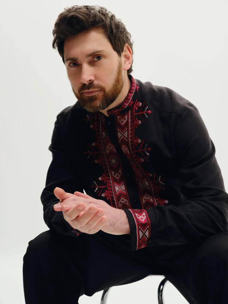 Men’s Volyn Black Embroidered shirt Ukrainian brand of embroidered clothing 37435