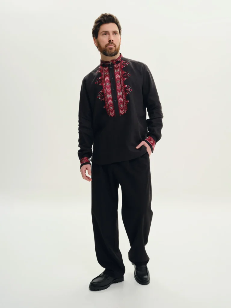 Вишиванка чоловіча Волинь чорна Вишитий одяг для усієї родини 37431