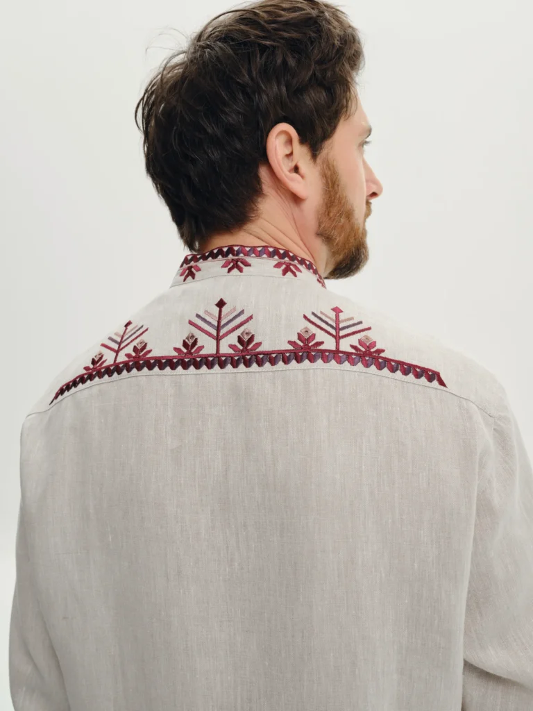 Men’s Volyn Natural Embroidered shirt Ukrainian brand of embroidered clothing 37440