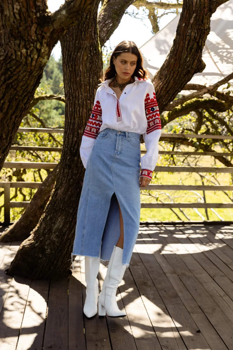 Women’s Embroidered shirt with Gorodok Stitch Ukrainian brand of embroidered clothing 40063