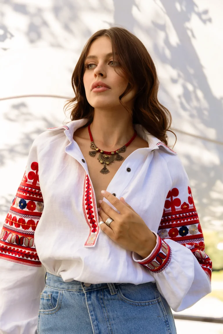 Women’s Embroidered shirt with Gorodok Stitch Ukrainian brand of embroidered clothing 40064