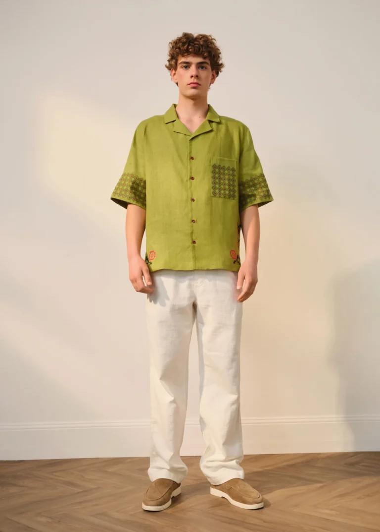 Men’s Green Brovary Embroidered shirt Ukrainian brand of embroidered clothing 40587