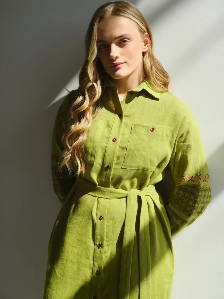 Green Brovary Embroidered Dress Ukrainian brand of embroidered clothing 40585