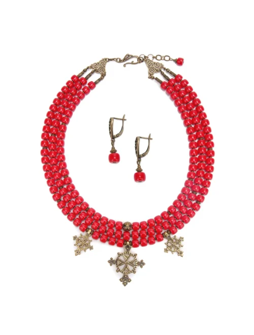 Намисто дев’ятирядне гранатового кольору Вишитий одяг для усієї родини 36018