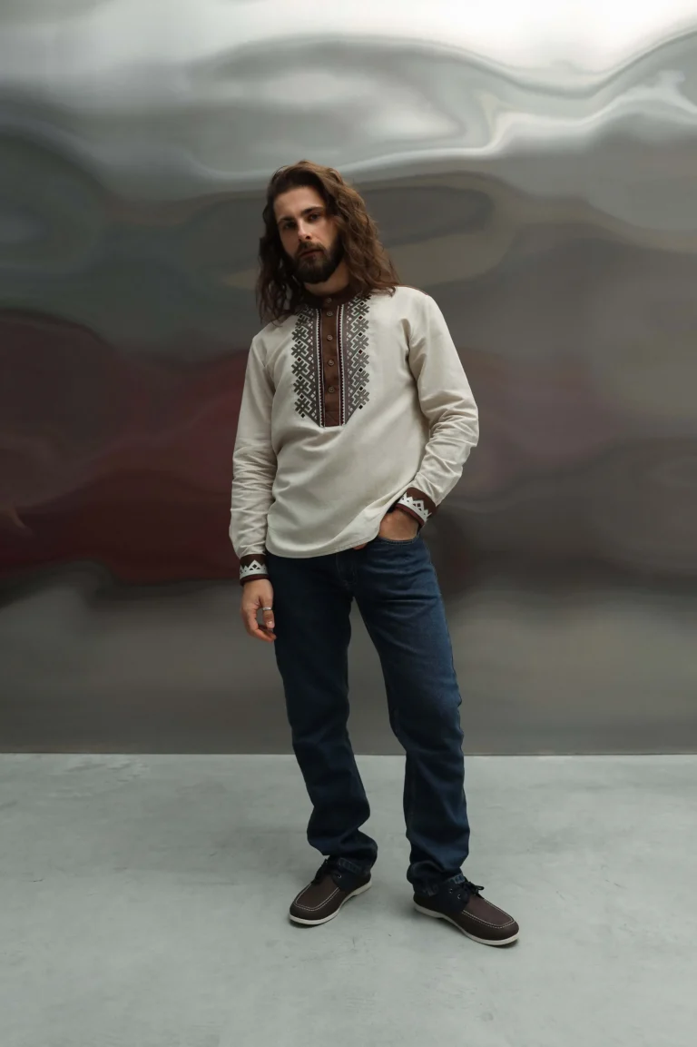 Men’s Embroidered shirt “Dovbush” Ukrainian brand of embroidered clothing 36589
