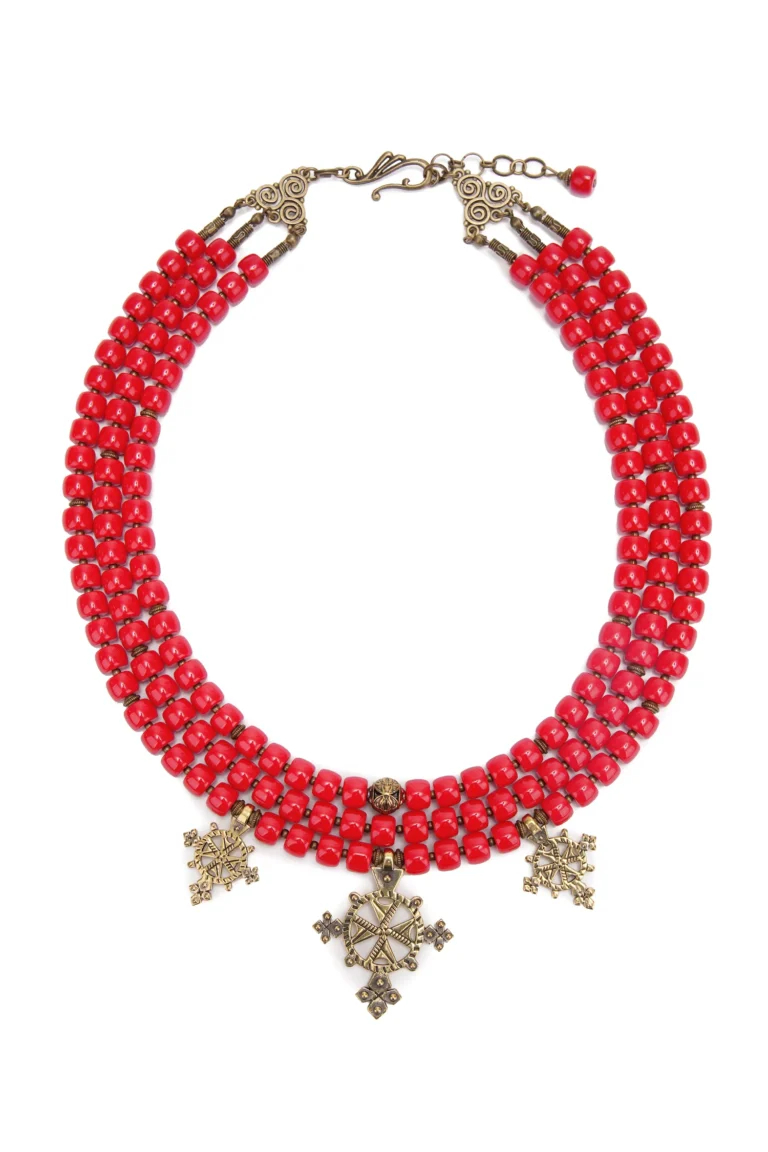 Набір намисто зі хрестами-згардами та сережки Вишитий одяг для усієї родини 36019