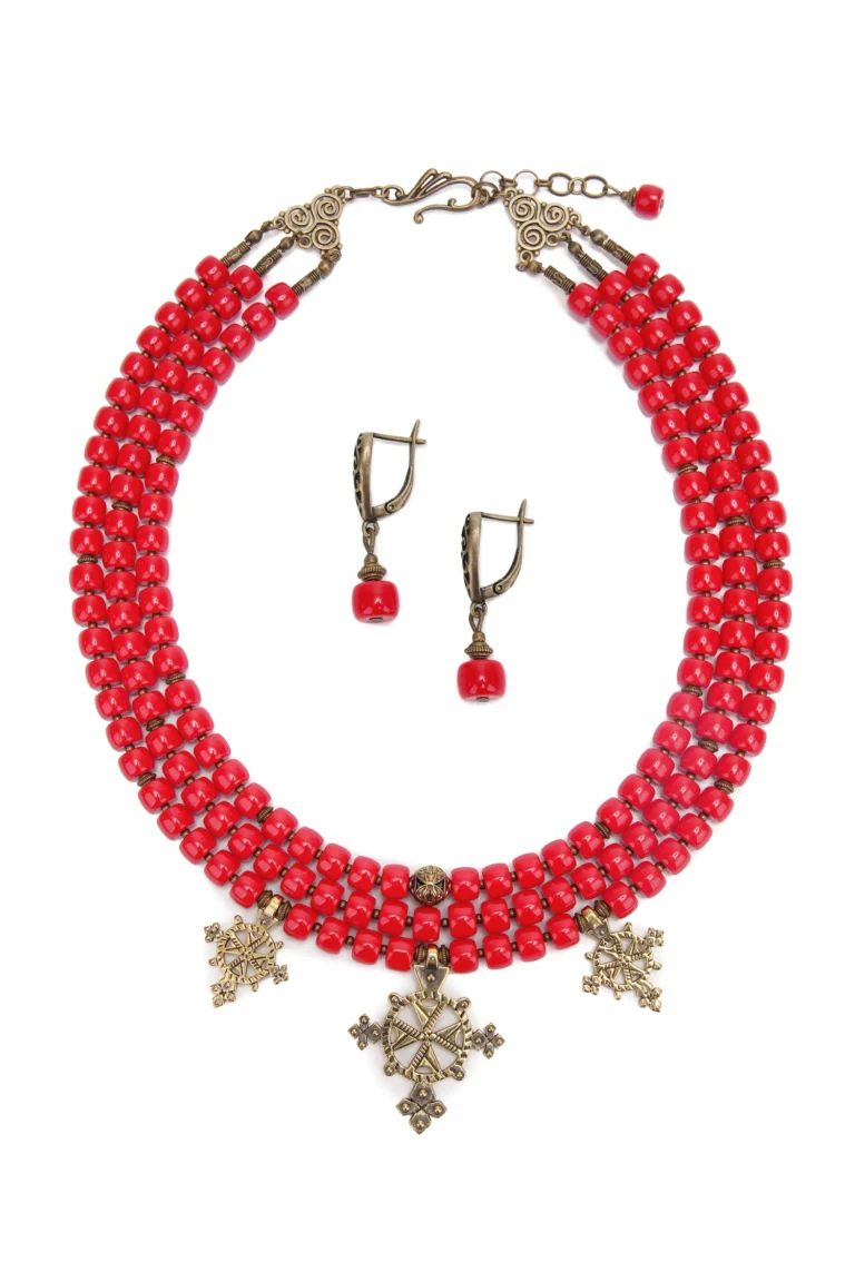 Набір намисто зі хрестами-згардами та сережки Вишитий одяг для усієї родини 36020