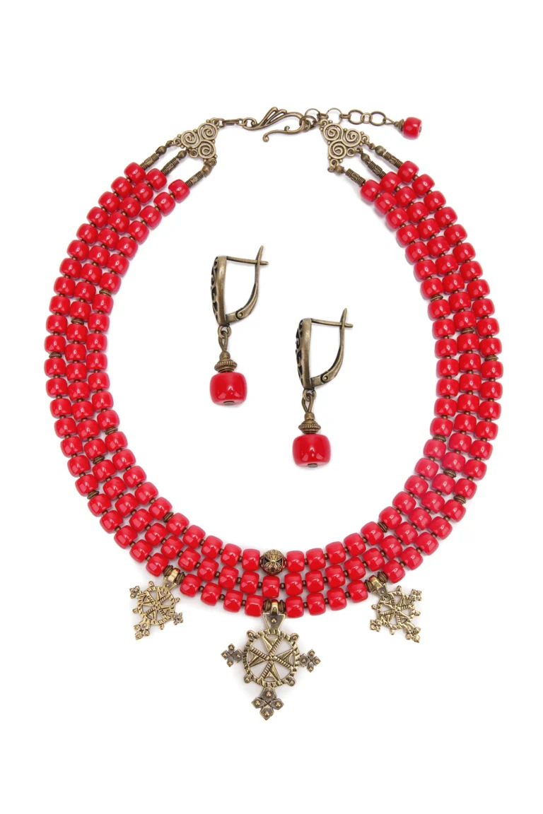 Набір намисто зі хрестами-згардами та сережками Вишитий одяг для усієї родини 35999
