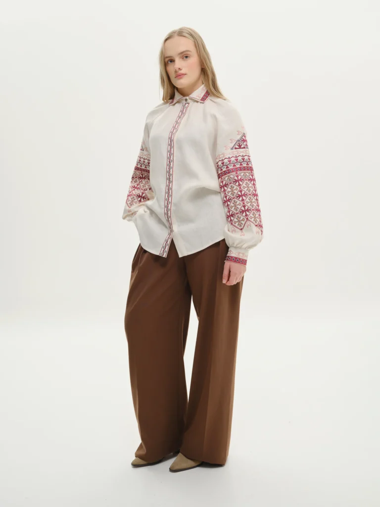 Women’s Embroidered shirt, Chernihiv Region, Cream Ukrainian brand of embroidered clothing 37615