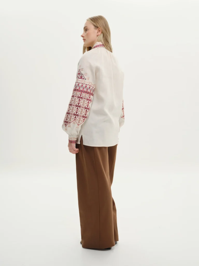 Women’s Embroidered shirt, Chernihiv Region, Cream Ukrainian brand of embroidered clothing 37616
