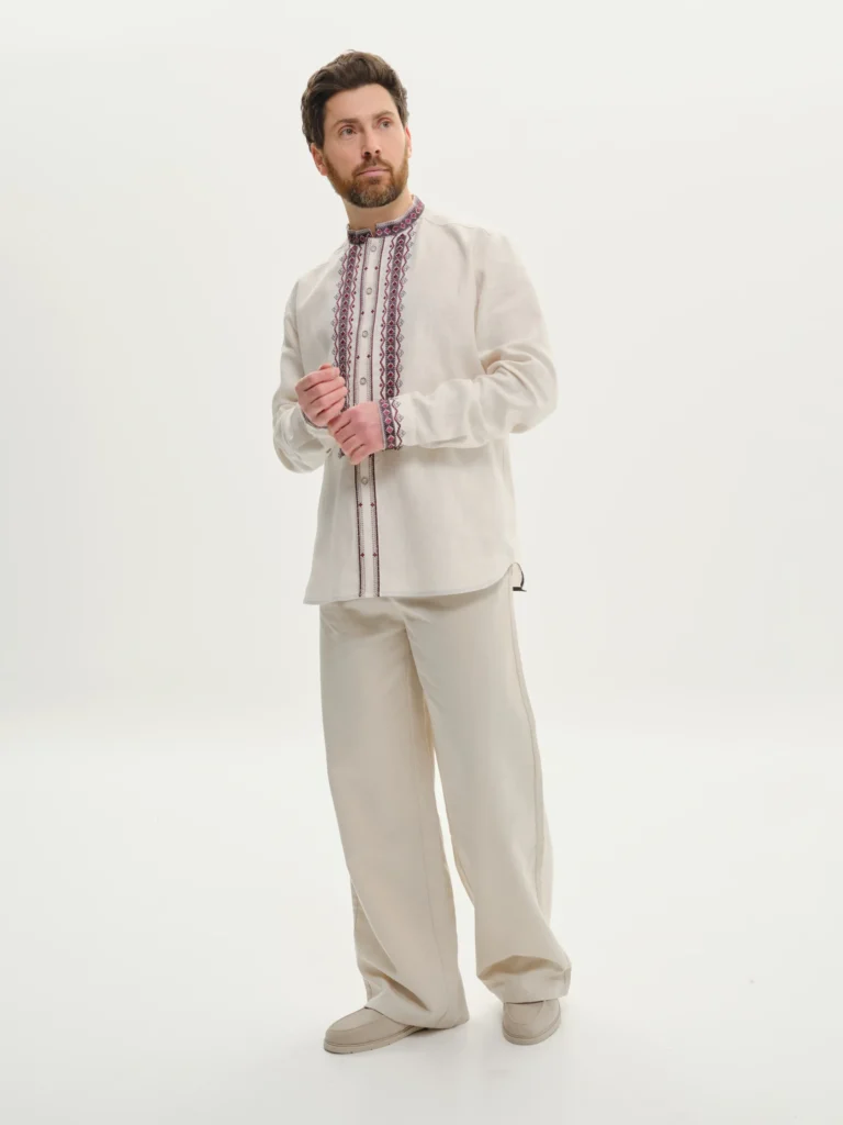 Вишиванка чоловіча Чернігівщина молочна Вишитий одяг для усієї родини 37621