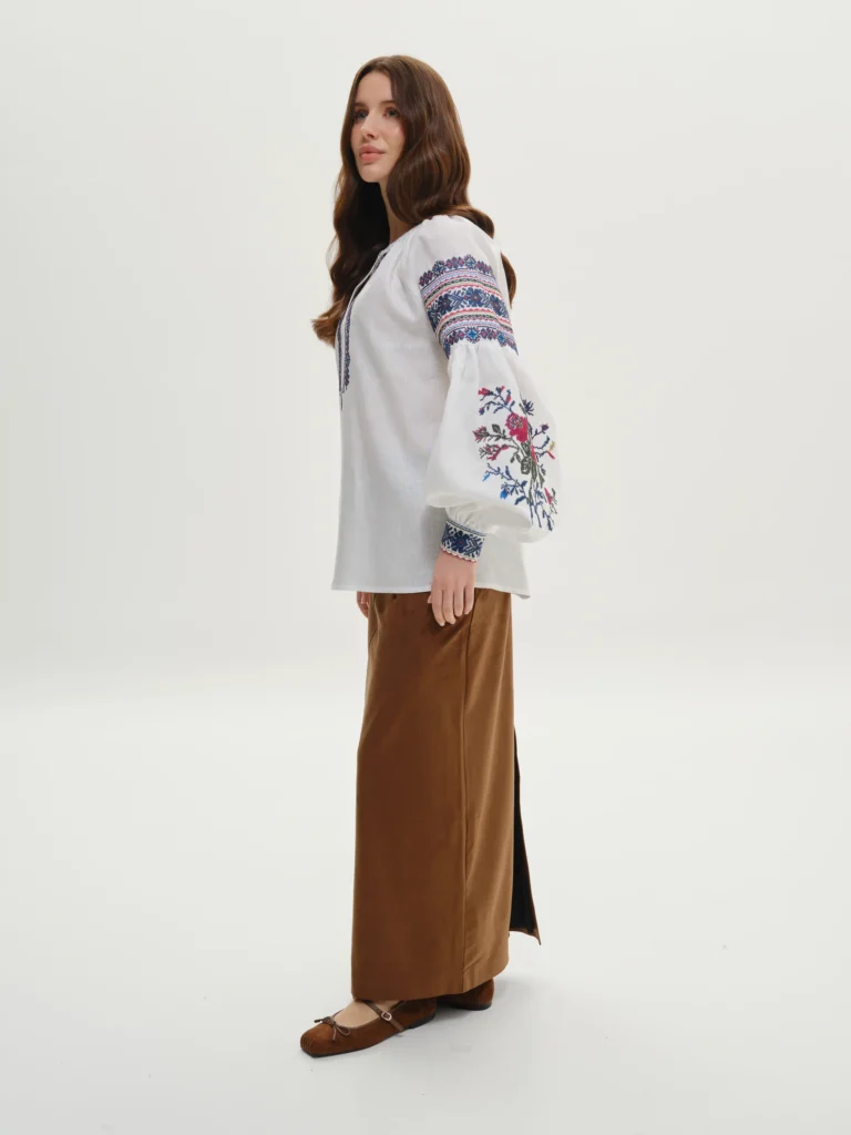 Women’s White Kropyvnytskyi-Style Embroidered shirt Ukrainian brand of embroidered clothing 37449