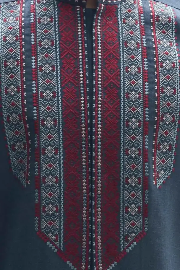 Men’s Embroidered shirt “Polonyna,” Dark Blue