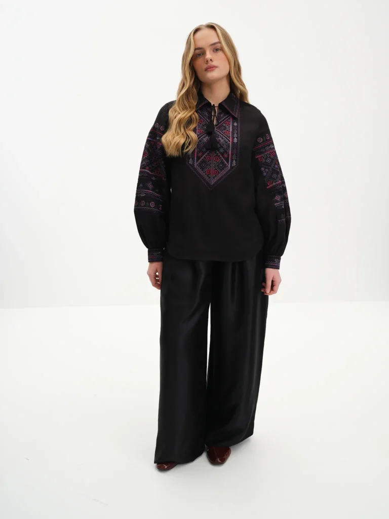 Women’s Black Floyara Embroidered shirt Ukrainian brand of embroidered clothing 37826