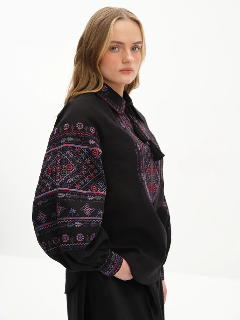 Women’s Black Floyara Embroidered shirt Ukrainian brand of embroidered clothing 37829
