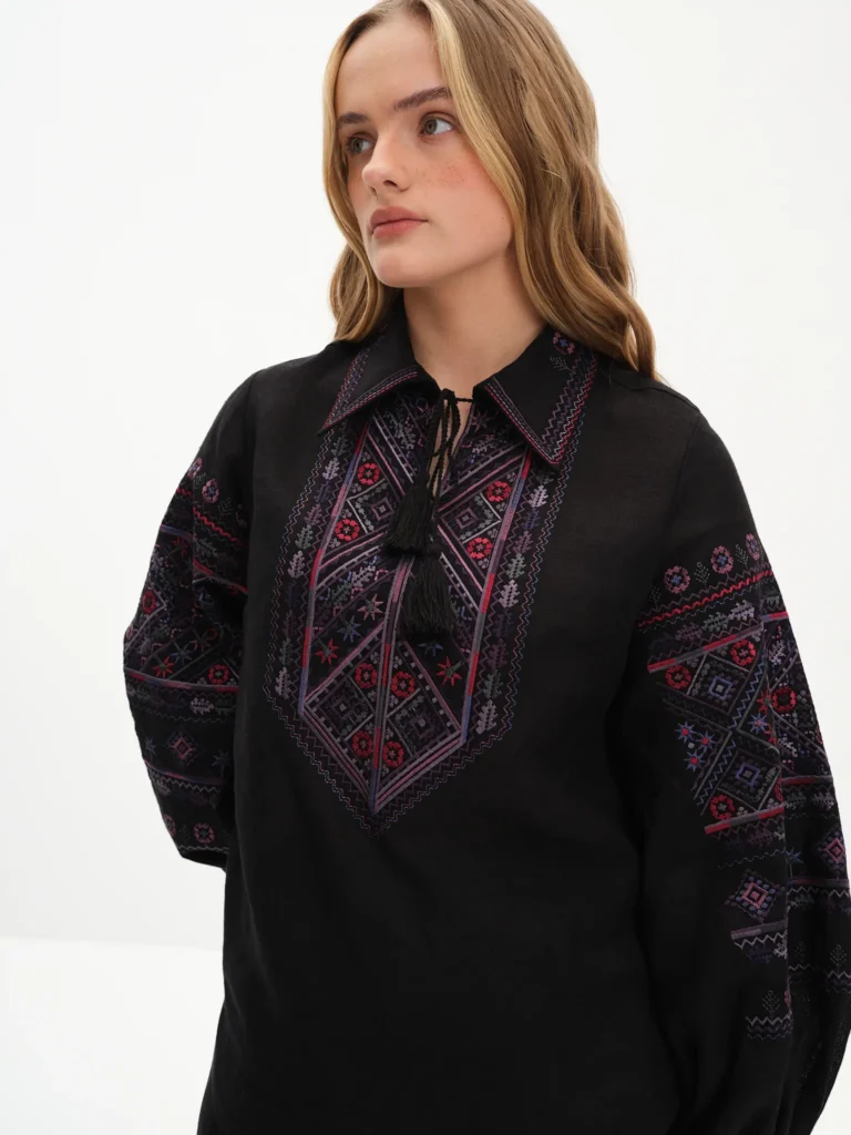 Women’s Black Floyara Embroidered shirt Ukrainian brand of embroidered clothing 37840