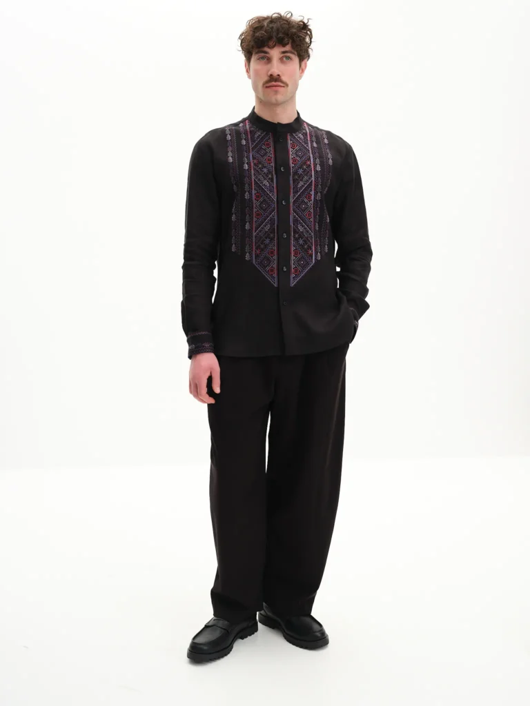 Вишиванка чоловіча Флояра чорна Вишитий одяг для усієї родини 37832