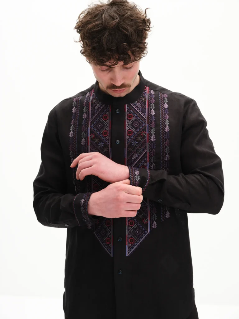 Men’s Black Floyara Embroidered shirt Ukrainian brand of embroidered clothing 37852