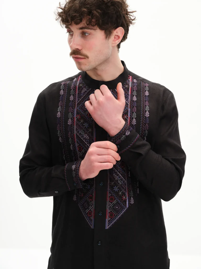 Men’s Black Floyara Embroidered shirt Ukrainian brand of embroidered clothing 37835
