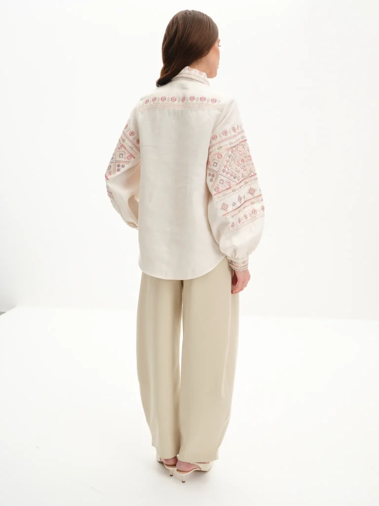 Women’s Embroidered shirt “Floyara” in Ivory Ukrainian brand of embroidered clothing 38043