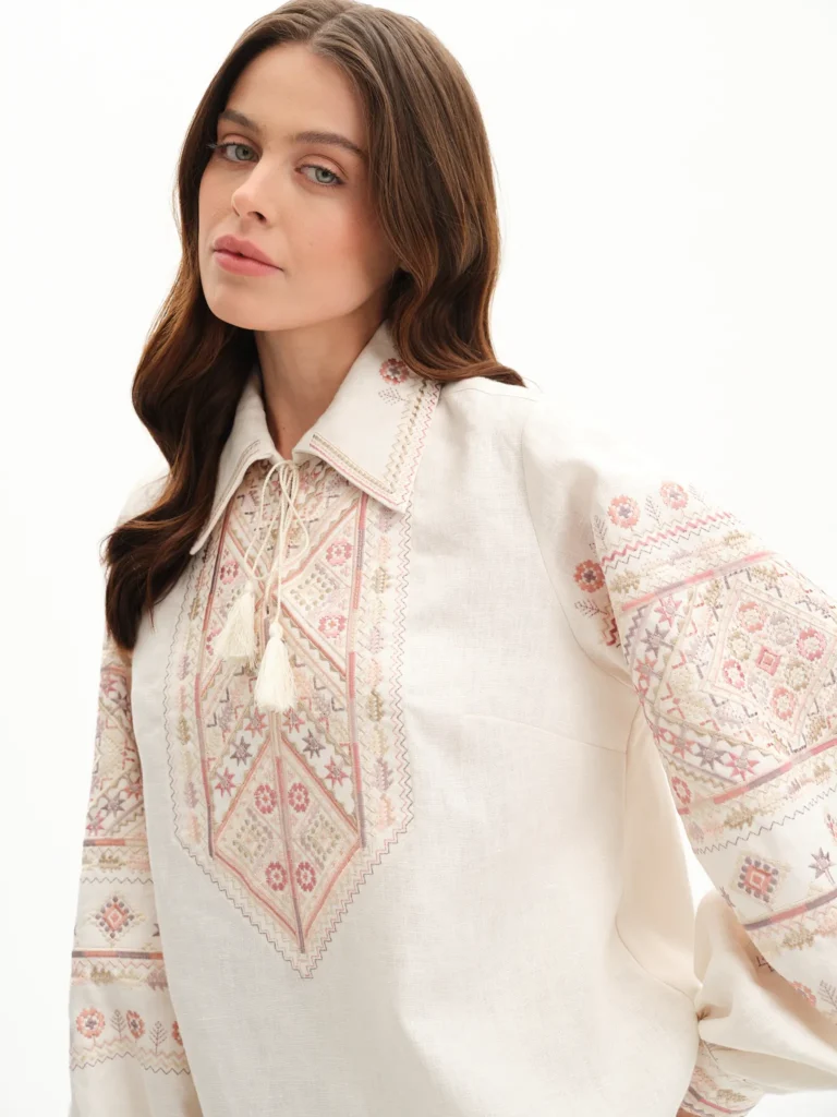 Women’s Embroidered shirt “Floyara” in Ivory Ukrainian brand of embroidered clothing 38047