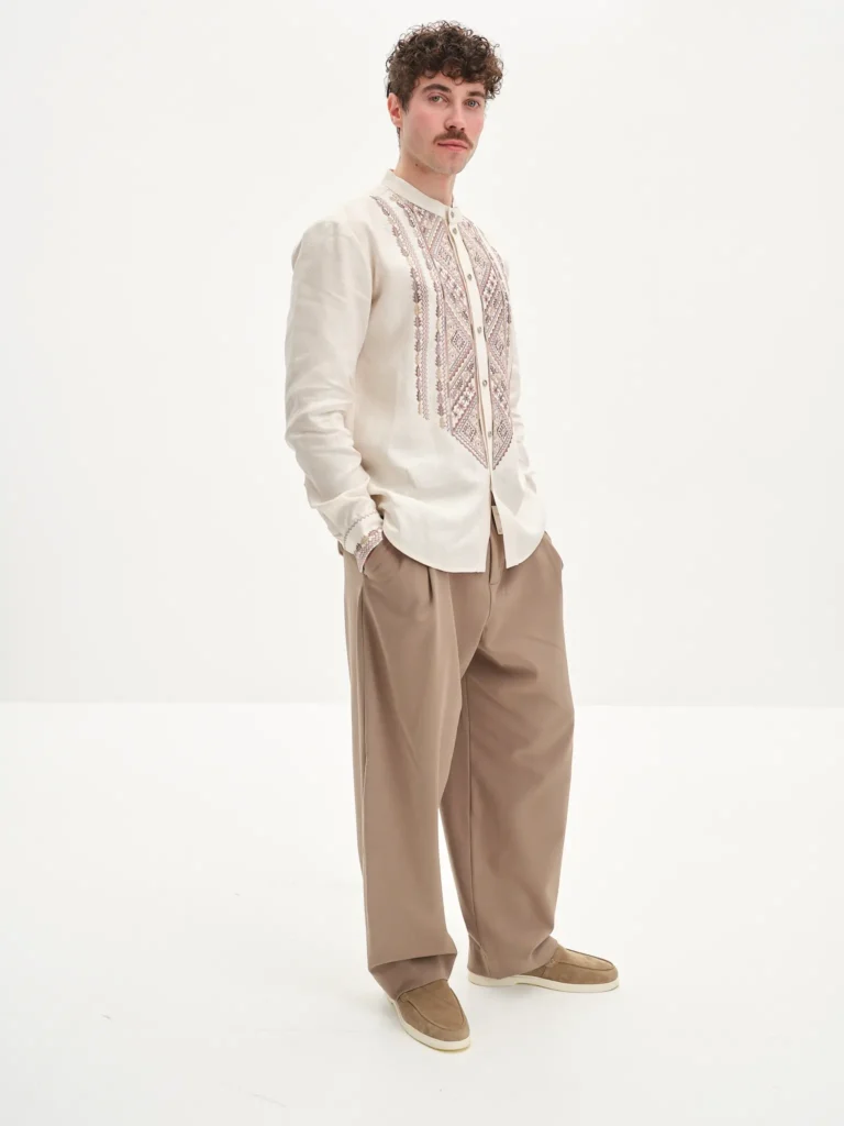 Вишиванка чоловіча Флояра айворі Вишитий одяг для усієї родини 38051