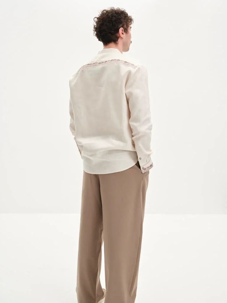 Men’s Embroidered shirt “Floyara” in Ivory Ukrainian brand of embroidered clothing 38053
