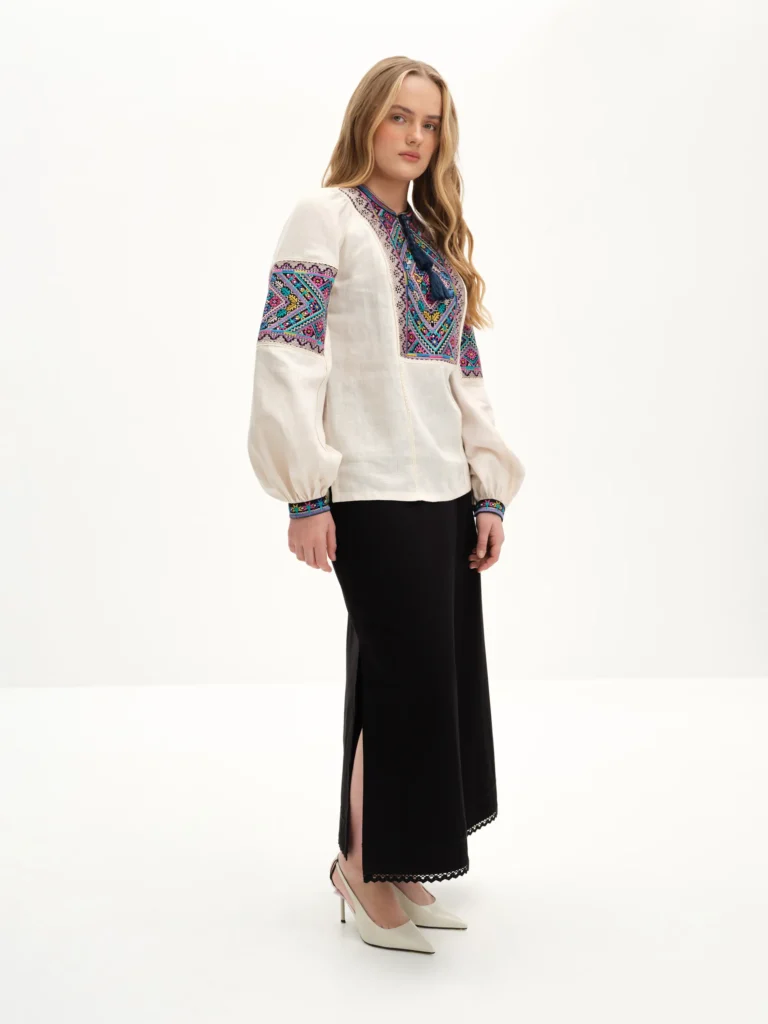 Women’s Embroidered shirt “Cheremosh” in Ivory Ukrainian brand of embroidered clothing 38325