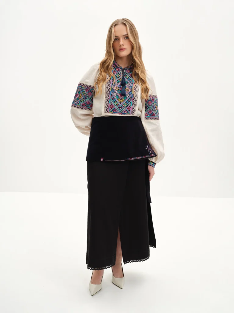Women’s Embroidered shirt “Cheremosh” in Ivory Ukrainian brand of embroidered clothing 38327