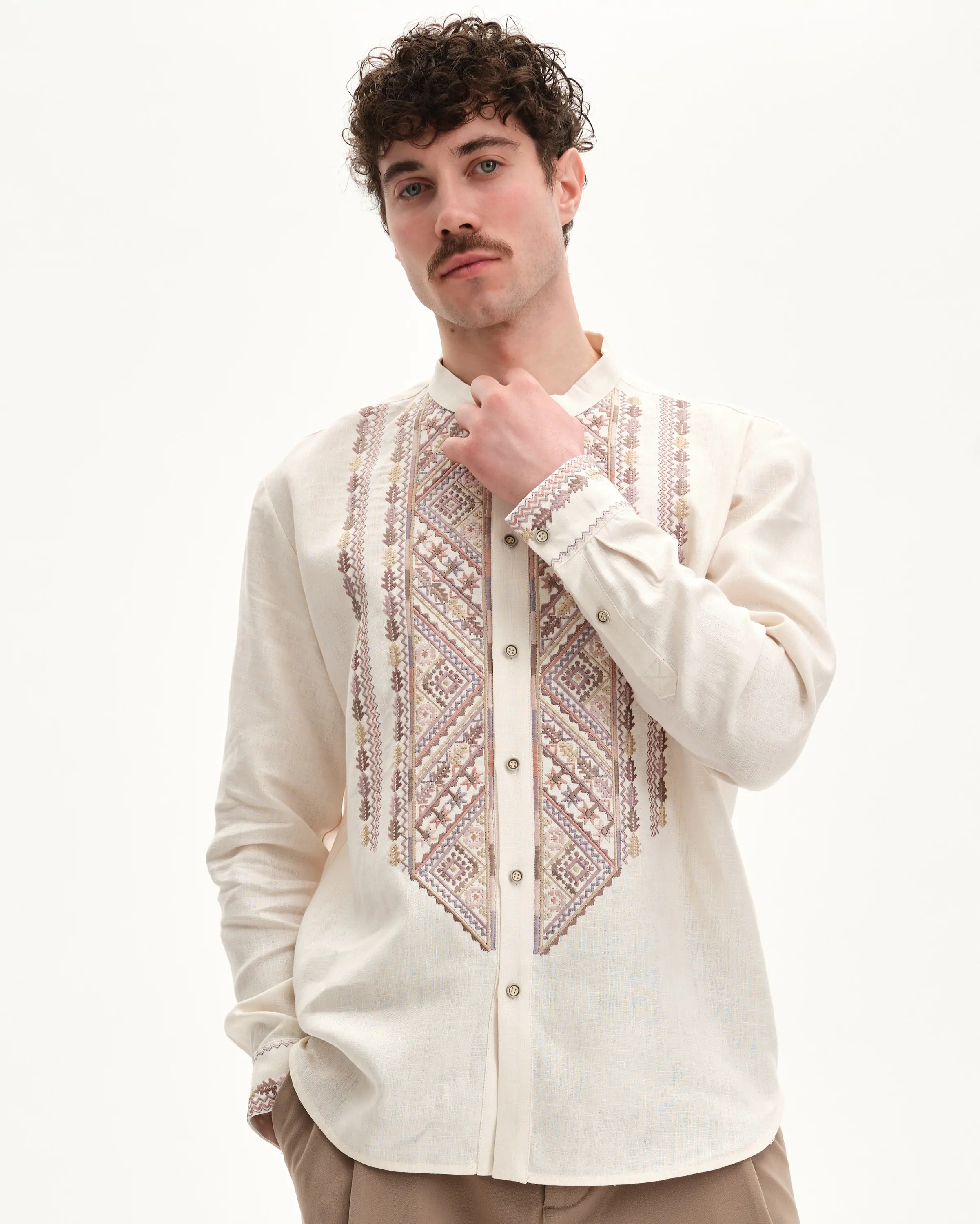 Вишиванка чоловіча Флояра айворі Вишитий одяг для усієї родини 38421