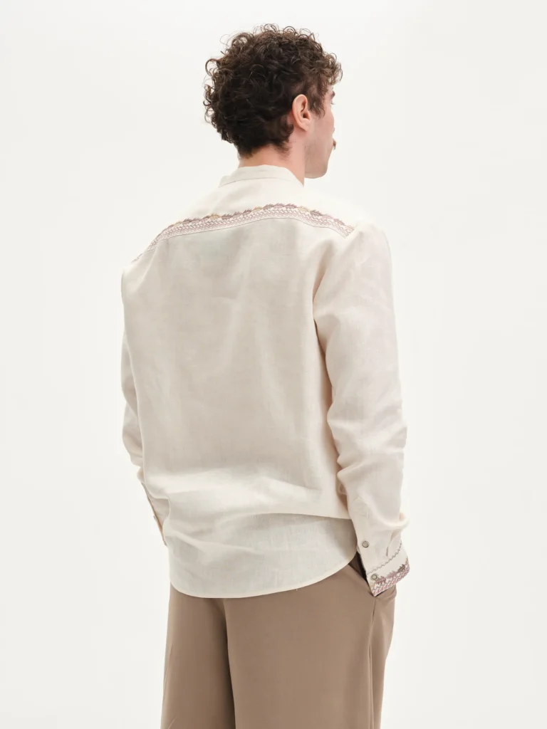 Men’s Embroidered shirt “Floyara” in Ivory Ukrainian brand of embroidered clothing 38420