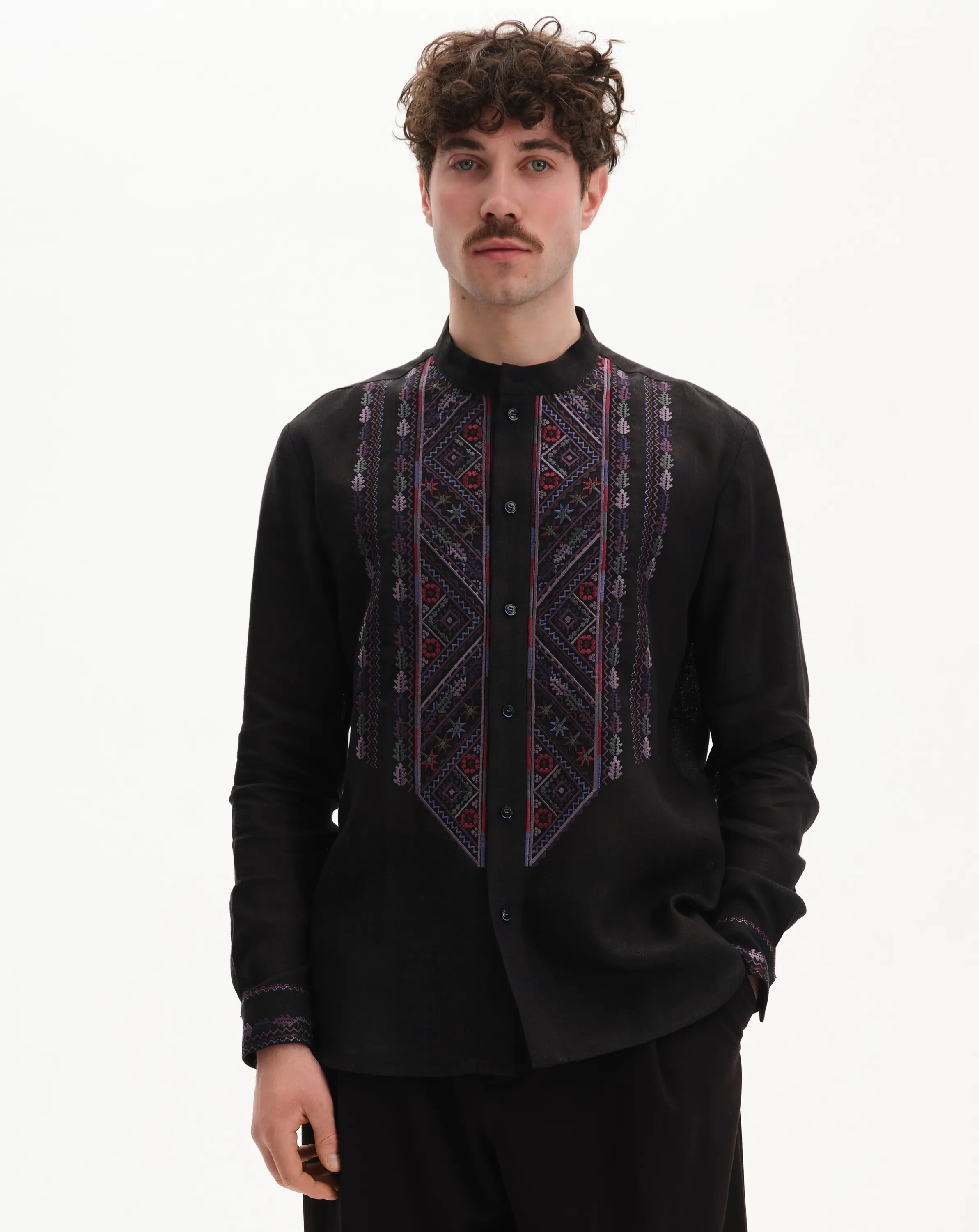 Вишиванка чоловіча Флояра чорна Вишитий одяг для усієї родини 38413