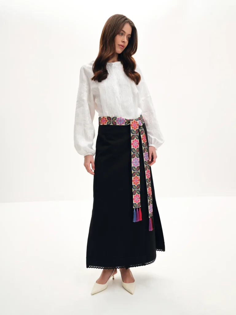 Black wrap skirt Ukrainian brand of embroidered clothing 40094