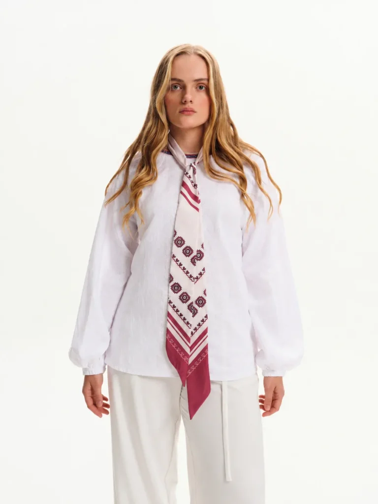 Cherry-Colored Twill from Kakhovka Ukrainian brand of embroidered clothing 40431